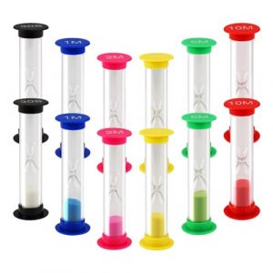 12 Pièces Sablier Minuterie,Sabliers Colore,30 Secondes, 1 Minute, 2 Minutes, 3 Minutes, 5 Minutes, 10 Minutes, Sablier Enfant pour le Nettoyage des Dents, L'éCole, La Cuisine,la Décoration Intérieure (DHKJEU, neuf)