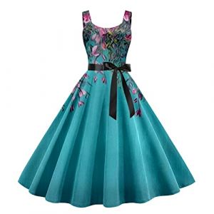 Robe Vintage Ann&eacute;es 50 Pin Up Femme Crayon,R&eacute;tro Robe De Soiree Chic Et &Eacute;l&eacute;gant Col Rond De Cocktail Vintage Dress Ann&eacute;e 50S Pin-Up Rockabilly Swing Dress De Bal Quick Dry (qiaoxiahe, neuf)