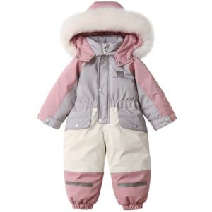 Amur Leopard Combinaison de Neige Enfant Fille à Capuche Barboteuse Garçon Doublée de Polaire Combinaison de Ski Bébé Chaude, Rose, 110/3-4 Ans (GMIAO-EU, neuf)
