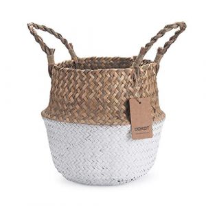 Panier Jonc De Mer Rangement Panier Plante Seagrass de Fleur Corbeille en Paille (Naturel + Blanc) (DOKOT DESIGN CO., LTD, neuf)