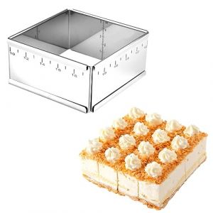 Guowall Cadre à Pâtisserie Carré, Moule à gâteau Extensible Moule Rectangulaire Patisserie en Acier Inoxydable Pour Gâteaux Desserts Mousse, 10-18cm (Guowall  Baking, neuf)