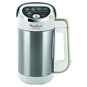 Moulinex Blender chauffant, Mixeur soupe, Puissance 1000 W, Capacité 1,2 L, 5 programmes automatiques, Double paroi, Maintien au chaud 40 min, Livret recettes, Easy Soup, Inox LM841B10 (Koif, neuf)