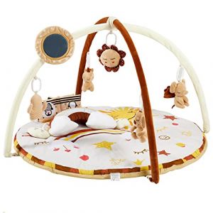 Tapis D'Éveil Bébé, Tapis Motricité Sensoriel Bébé Pour Le Jeu À Plat Ventre, Tapis Deveil Bébé Evolutif Antidérapant Epais Pliable, 9 Jouets en Peluche Détachables, Tapis de Sol Gym Bebe Garcon Fille (Virgo Storee, neuf)