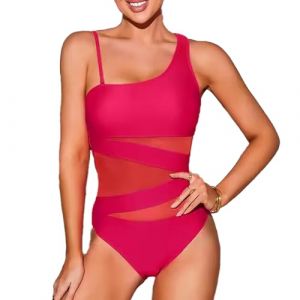 USUN Maillots de Bain Une Pièce pour Femme en V Maillots de Bain 1 Pièce Contrôle du Ventre Push Up Monokini Gainant Swimsuit Sexy Swimwear Taille Haut Beachwear Été (HQZY-EUSTORE, neuf)