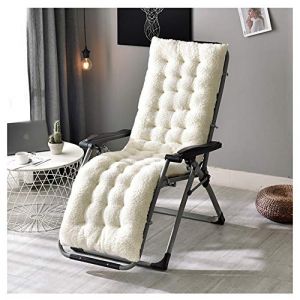 GELing Coussin Mat Coussin Bain de Soleil pour Lounge Fauteuil Chaise Transat de Jardin Fauteuil Relax &eacute;pais Outdoor Assise ，Blanc,160X50X12cm (DaiHan, neuf)