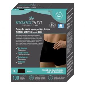 Boxer d'incontinence bio pour homme - Lavable - R&eacute;utilisable jusqu'&agrave; 100 fois - Noir - Masmi Reuse (M) (giga-sale, neuf)