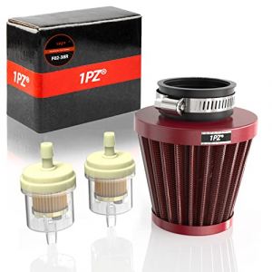 1PZ F02-38R 38mm 39mm 40mm Filtre à air moto universel rouge rond filtre d'air 49cc 50cc 70cc 80cc 90cc 110cc 125cc 150cc 200cc remplacement pour GY6 Scooter ATV Cyclomoteur Quad Dirt Pit Bike Rojo (1PZ, neuf)