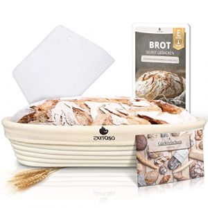 Exitoso Banneton pour Pain Ovale en Rotin Ø35cm 1Kg - Paniere a Pain Osier et Tissu en Lin - Banneton Long Moule Pain et Levain avec Lame Boulanger - Panier a Pain Tissu - Panier Corbeille a Pain (DS e-Sales GmbH, neuf)