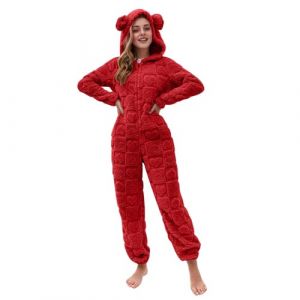Pyjama Femme Sexy Polaire, Combinaison Sexy Manches Longues, Tenue De Salon,Pyjama Combinaison Rabat Fonctionnel pour Femmes De Couleur Unie Adultes Rencontres Cadeau Noël Saint-Valentin (YAOJIWANG  FR, neuf)
