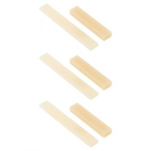 YINETTECH Lot de 3 sillets de sillet de guitare en os de vache &eacute;cru 52 x 10 x 6 mm 80 x 3 x 10 mm pour guitare &eacute;lectrique, basse, ukul&eacute;l&eacute; (E-NETTECH, neuf)