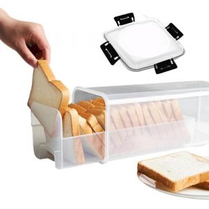 Boite a Pain, Boite a Pain de mie Hermétique avec Tiroir & Couvercle, Rangement Pain Boite Stockage de Pain Plastique Verticale pour le Garder Frais, distributeur de Pain Perdu Transparent (habante, neuf)