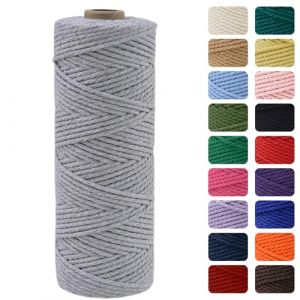 MOMAHUA Corde Macram&eacute; 3MMx100M,Gris Fil Macram&eacute;,100% Fil de Coton Naturel Macram&eacute; pour Projets de Bricolage,Tapisserie,Tricot,Artisanat et Cadeau D&eacute;coration (MoFish, neuf)