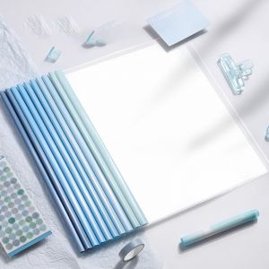 Lot de 20 chemises &agrave; pince A4 pour relieur thermique, largeur du dos 10 mm, couverture transparente A4, classeur de candidature pour bureau, &eacute;cole, fichiers, documents (Bleu) (Luniquz Shop, neuf)