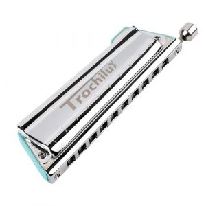 JDR Trochilus 10 Trous Harmonica Chromatique Clé de Bb Armonica Harpe Sans Soufflet Orgue à Bouche Chromonica avec Etui pour Adultes Professionnels Débutants (Blues/Ritcher Tuning Clé de Bb) (JDR Harmonicas, neuf)