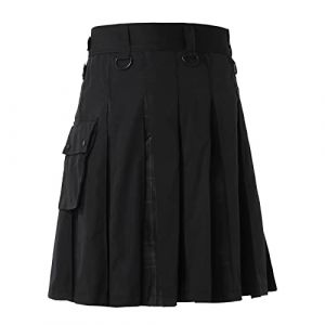 Kilt écossais pour homme, gothique cargo, jupe plissée pour homme, jupe vintage médiévale, cerf écossais traditionnel, denim noir, tartan irlandais, kilt moderne, gris, XL (Aigdgoog, neuf)