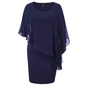 Hanna Nikole Robe Fourreau Capelet Grande Taille pour Femme Bleu Marine S (leisurelax-eu, neuf)
