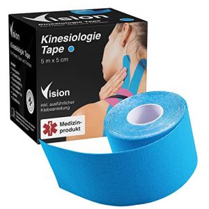 Vision Bande de kin&eacute;siologie bleue &ndash; 5 cm x 5 m &ndash; Bande de kin&eacute;siologie avec adh&eacute;rence extra forte &ndash; Bandes de kin&eacute;siologie super douces pour la peau &ndash; Bande de kin&eacute;siologie &ndash; Bande de kin&eacute;siologie (Vision-Performance de, neuf)