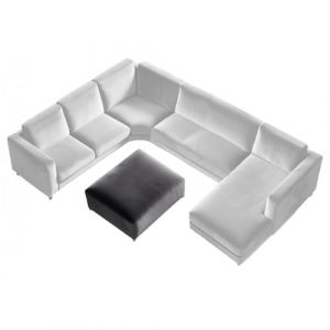 SYLC Housse Coussin pour canap&eacute; d'angle en Velour Extensible, antid&eacute;rapantes Housse canap&eacute; pour Siege/Assise/Dossier/Banquette/Caravane/Pouf carr&eacute; (Grey,1pc Ottoman) (YUNDU, neuf)