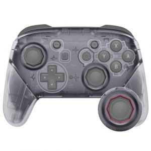 eXtremeRate Coque de Remplacement pour Nintendo Switch Pro Manette, Coque Avant avec Trou de Joystick Octagonal, Etui Arrière avec Poignées Grips pour Manette Switch Pro Transparent (Easequote-Store, neuf)