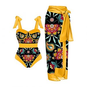LAOSU Femme Vintage Maillots De Plage Maillot De Bain,D'Été Maillot De Bain 2 Pièces Bandeau,Maillot De Piscine Femme,Maillot Violet,Maillot Une Piece avec Armature,Maillot De Bain Combishort (ZSEGEDN, neuf)