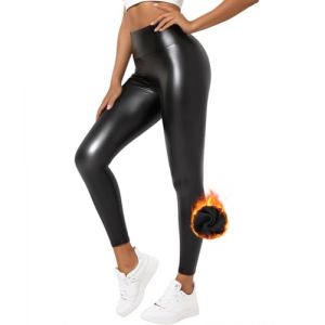 Zhiaek Legging Simili Cuir Femme Taille Haute Sexy Pantalon Noir en Cuir Synthétique Skinny Stretch Legging Chaud Slim Collants Treggins Opaque XXL (Zilams, neuf)