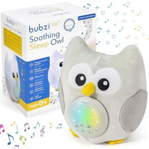 Veilleuse Bebe Capteur Activé par Cry Enfant Dodo Doux Chouette - Cadeau Bébé Peluche Berceuse Bebe-Bruit Blanc Sons Musique Lu-mières-Jouet Enfant-Cadeau Naissance Fille et Garçon Unique (Bubzi Co™ Europe, neuf)