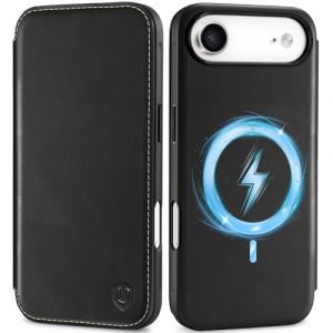 Shieldon Coque Fine Cuir V&eacute;ritable pour iPhone Air 6,5 Pouces 5G 2025, Housse [RFID Blocage] [Chargement sans Fil] Etui Protection Antichoc Portefeuille Housse Case Slim - Noir R&eacute;tro (TG-Global FR, neuf)