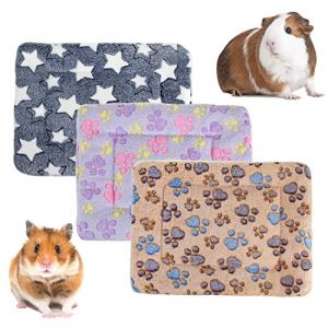 BundleMall – Lot de 3 lits en polaire pour petit animal, chauds et moelleux, tapis de couchage pour chaton, lapin, chinchilla, écureuil, hérisson (taille S : 38 x 28, I) (BundleMall, neuf)