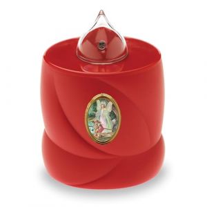 AROBA Bougie funéraire LED - Effet vacillant comme une vraie bougie - Longue durée de combustion jusqu'à 200 jours - Bougie commémorative réutilisable - Bougie commémorative - Ange sacré rouge (Aroba GmbH, neuf)
