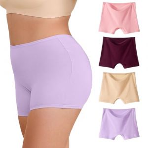 WEASIC Boxer femme coton culotte shorty femme coton panty calecon panty caleçon boxer sans couture shorty sans couture shorties invisible shorties (Lot de 4 - Multicolore 5, XXL) (WEASIC, neuf)