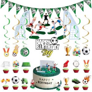 LXBCTOP 29 Pièces Decoration Gateau Foot, Décoration Foot Anniversaire, Football Cake Topper Décoration, Decoration Gateau Anniversaire Garcon Convient pour Enfants, Garçons, Fans De Football (BICONG, neuf)