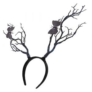 HEALEEP -Tête En Forme De Branches D'Arbre Pour Halloween -Tête En Forme De Bois De Cerf Accessoire Gothique Bandeau En Perles De Corne -Tête Pour Déguisement (Aesthetiscs, neuf)