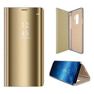 2ndSpring Coque pour Galaxy S9 Etui,Flip Miroir Coque Dur PC Plastique Housse Plating Case Façade Semi Transparante Standing View Cover pour Galaxy S9,Or (2ndSpring, neuf)