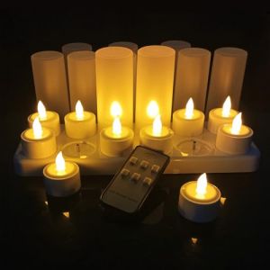 QSPORTPEAK bougies LED avec télécommande,12 pcs bougies de thé sans flamme,vacillant comme de vraies bougies,bougies rechargeables avec station de charge,convient pour les bougies de Noël,fête,jaune (Haoqiwei2017, neuf)