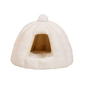 Maisons pour Chiens Douces Huttes De Tente Fermée À L'intérieur Mous Bien Cave Chienne De Chien Profond Sommeil Rond Chien Chenil Semi-fermé Chenil Petit Lapin Velours Automne et Winter (qinrenerxinmaoyi store, neuf)