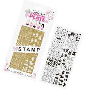 Pochoir en m&eacute;tal avec 15 motifs antirouille pour vernis gel (tonder, neuf)