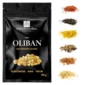 Encens Oliban r&eacute;sine 100% Naturel et Authentique en Grain 100 GR pour Fumigation Brule Parfum ou Encensoir Nettoyage &eacute;nerg&eacute;tique - Bonheur - Protection - Alternative Encens Baton-Cone (Spirituellement Bien, neuf)