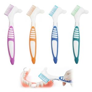 Wonvify 4 Pi&egrave;ces Brosses de Nettoyage pour Proth&egrave;se Dentaire, Brosses de Nettoyage pour Proth&egrave;ses Dentaires de Qualit&eacute; Sup&eacute;rieure, T&ecirc;tes de Brosse &agrave; Double Angle, Poign&eacute;e en Caoutchouc (JiShanFuSong, neuf)