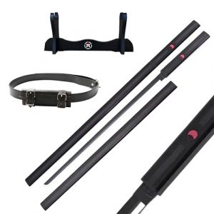 Hashiman - Katana Réplique Manga Sabre + Support Epée Bois + Ceinture - Catana Japonais Cosplay Décoration Jouet Enfant Adulte - Jeu Déguisement Deco Ninja (Sasuke Noir) (Hashiman, neuf)