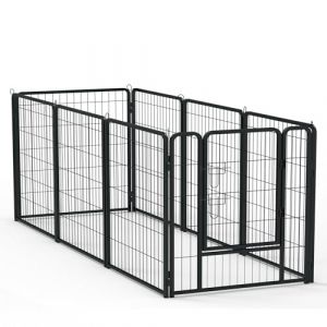 FIVMEN Lot de 8 clapiers pour chiens avec portes et ancrages au sol - Modulaire - 80 x 80 cm - En métal - Pour chiots, chiens, chats, lapins (WurenHome, neuf)