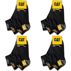 Caterpillar 12 Pairs CAT WORK SNEAKERS Sneaker Socks Socquettes de travail basse Taille Chaussettes de baskets Chaussettes de travail hommes Chaussettes d'affaires bas 39-50 (43-46, 12 Pairs Noir) (Naduf, neuf)