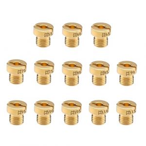Pyroclasia 13 Pièces Gicleur Carburateur M6 pour Dellorto Multiple Taille 55-115mm (55, 60, 65, 70, 75, 80, 85, 90, 95, 100, 105, 110, 115) Laiton Carburateur 17.5 pour PHBN-PHVA,Scooter (business_kc, neuf)