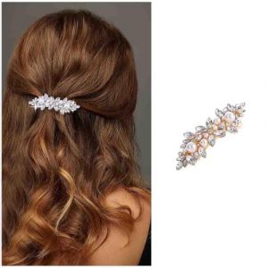 Dervivea Barrette Perle Strass Épingle À Cheveux Barrette Perle Vintage Cristal Doré Barrette Mariage Épingle À Cheveux Accessoires Décoratifs Pour Femme Et Fille Coiffure Perle Mariage (Doré) (Dervivea, neuf)