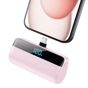 Feob Batterie Externe 5200mAh pour iPhone 16/15 Series, PD Charge Rapide USB C Power Bank avec Écran LCD Chargeur Portable Compatible avec iPhone 16/15 Plus Pro Max, Samsung S24/23, Huawei etc - Rose (sanreneu, neuf)