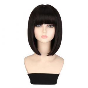 Perruques Cheveux Humains Perruque Femme Haut Tendance Pleine Tête Cheveux Courts Madame Droite Cheveux Courts Perruque Synthétique Quotidien Fête Perruque Cheveux Humains Tressage De Cheveux(B) (daichuncc11, neuf)