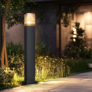 Miratic Lampadaire Exterieur sur Pied Potelet Extérieur E27 Lampe Exterieur sur Pied IP54 - Luminaire Exterieur sur Pied Noir - Max. 15W (sans détecteur de mouvement) (Vermann, neuf)