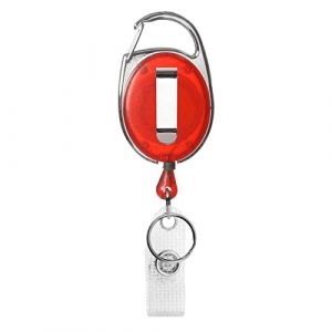 Porte-badge enrouleur rouge avec mousqueton, clip et anneau porte-clé pour porte-carte, porte-badge, clés, mousqueton porte-clé avec clip de ceinture (Karteo, neuf)