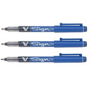 Pilot V Sign Pen Lot de 3 stylos à encre liquide Pointe 2 mm Bleu (PAPETERIE DU COLLEGE, neuf)