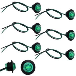 CTRICALVER Vert Feux de Gabarit LED, Rond LED Feux de Côté, 12V/24V LED Côté Marqueur, 3/4 Pouce Feux Indicateurs de Position Imperméable, Convient pour caravane de remorque, bateau, bus(6pièces) (CTRICALVER-FR, neuf)