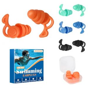 Bouchon Oreille Piscine Adultes, 4 Paires bouchon d'oreille piscine de natation en Silicone R&eacute;utilisables et Imperm&eacute;ables Pour la douche, la natation, le surf (Zeyan Style, neuf)